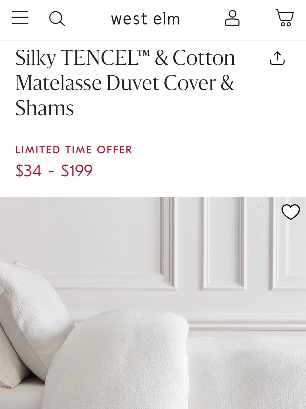 West Elm White Matelassé Duvet Cover & 2 Euro Shams